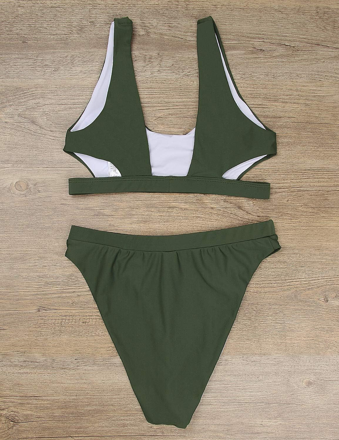 Women'S High Waisted Swimsuit Crop Top Cut Out Two Piece Cheeky High Rise Bathing Suit Bikini